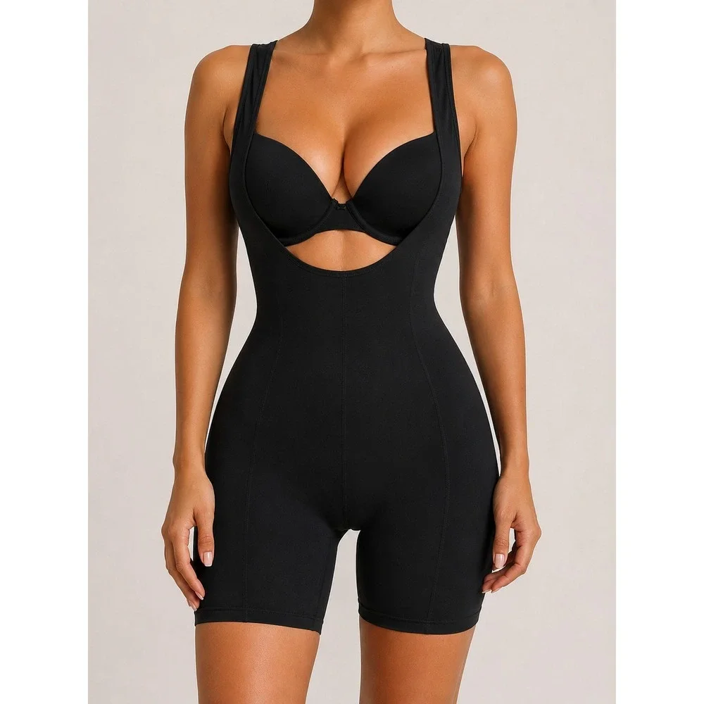 NWT Spanx Women's Open Bust Mid-Thigh Bodysuit Shapewear Black Size (S)